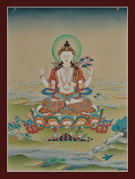 2 Armed Chenrezig Thangka - (16" * 24")