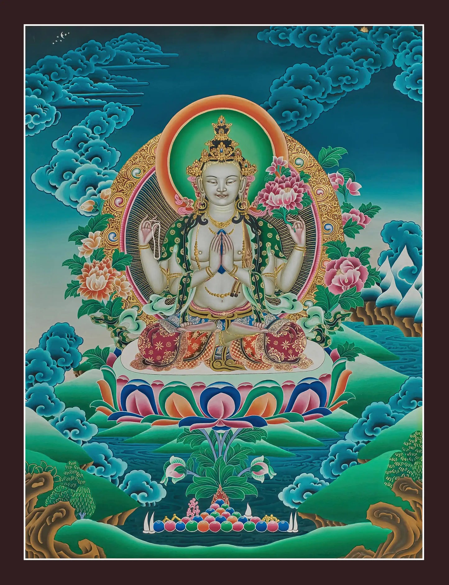 Chenrezig Thangka (Natural Background) - (18" * 24")