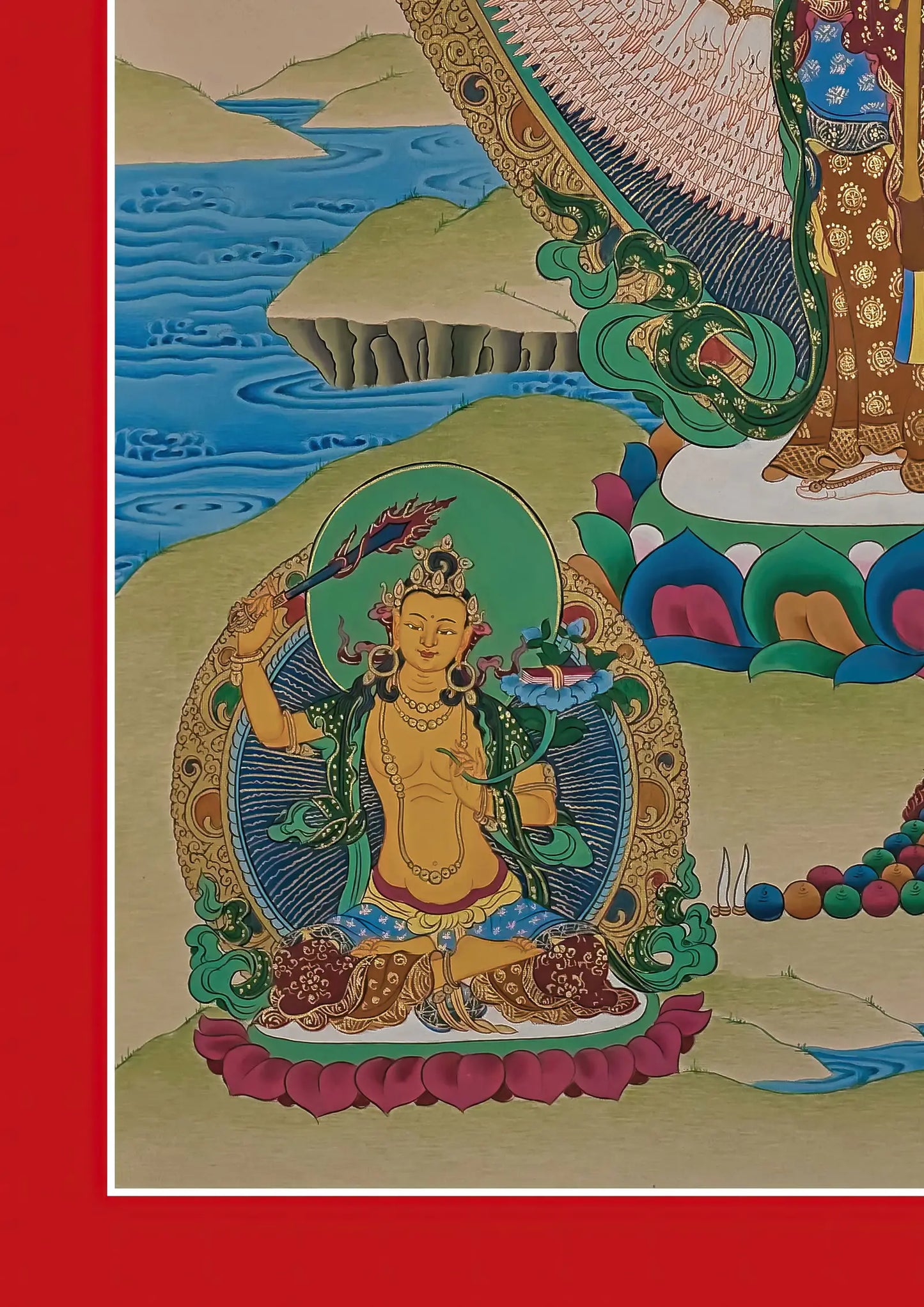 Avalokiteshvara Thangka / Chenrezig Thangka | Bodhisattvas, Deity, and Amitabha Buddha