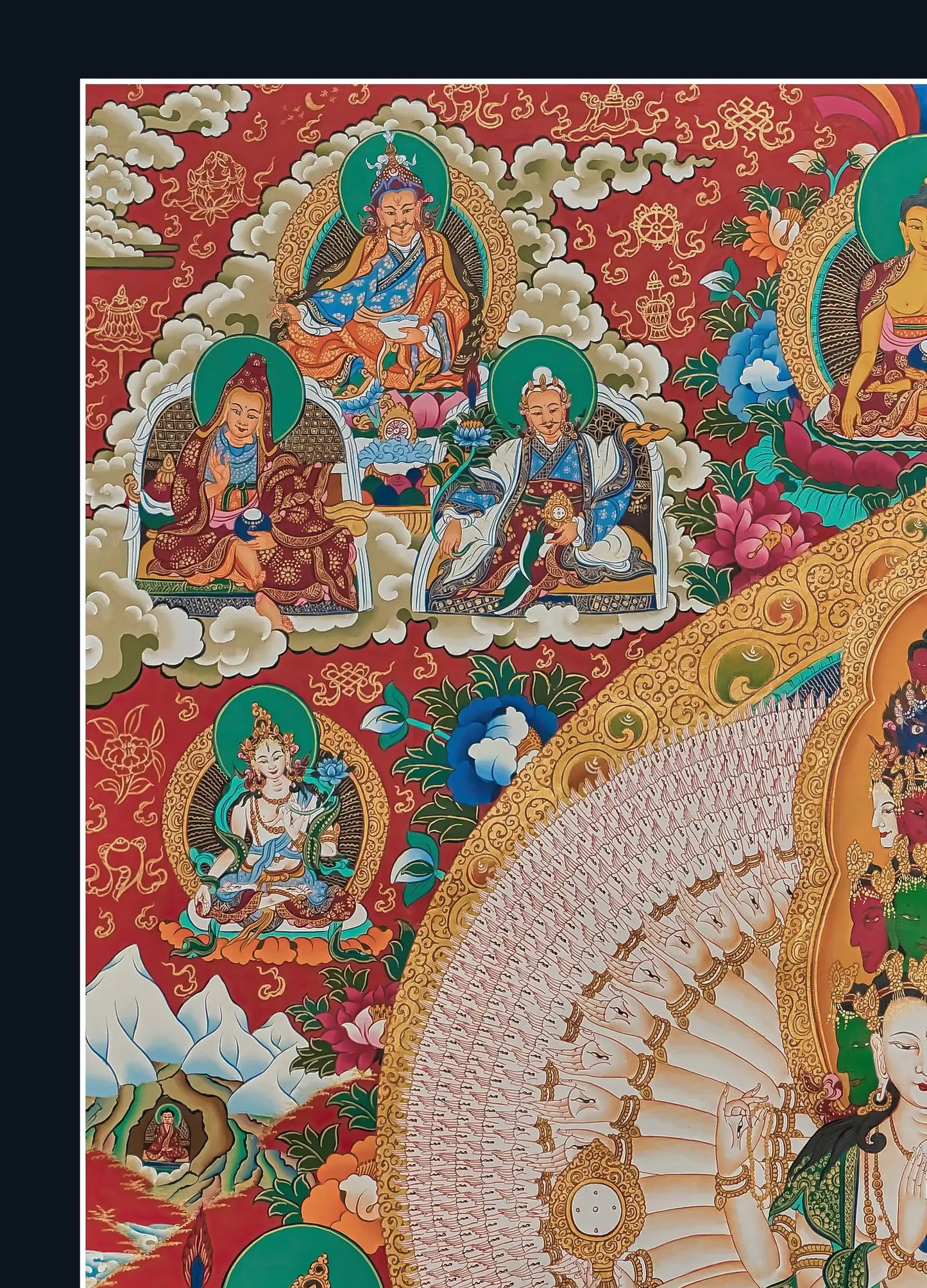 Avalokiteshvara Thangka | Peaceful, Wrathful, and Protectors Deities