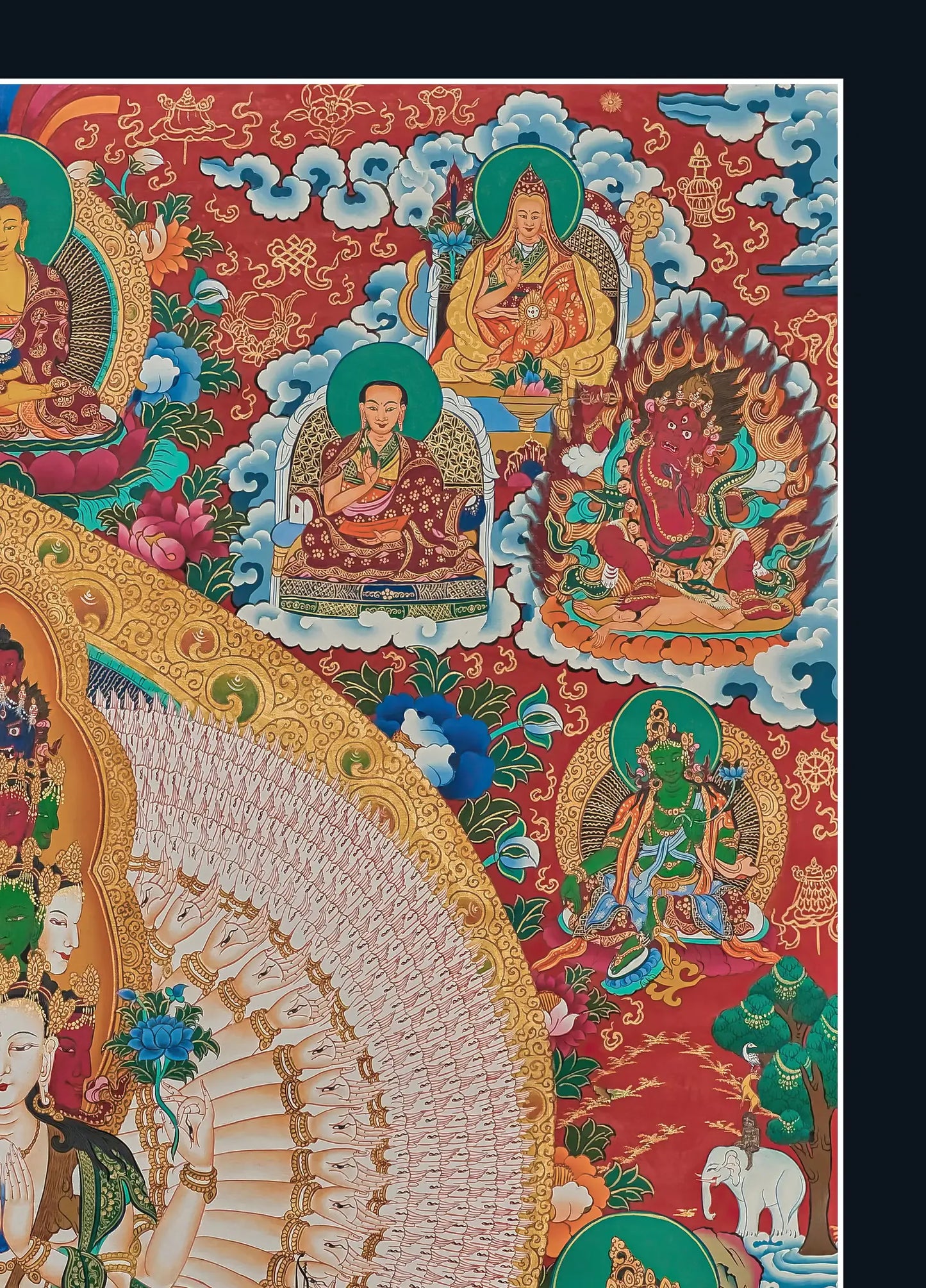 Avalokiteshvara Thangka | Peaceful, Wrathful, and Protectors Deities