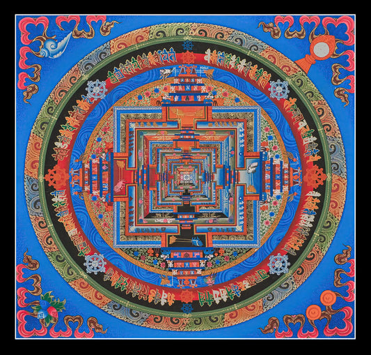 Kalachakra Mandala (In Blue and Decorated Border)