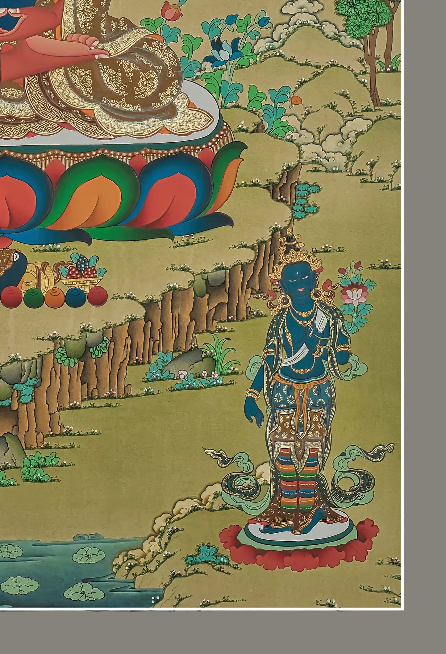 Amitabha Buddha Thangka (With Chenrezig and Vajrapani)