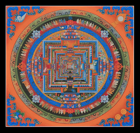 Kalachakra Mandala (In Brown and Decorated Borders)