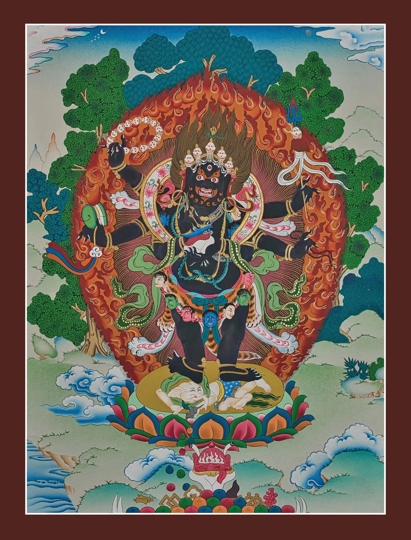 Mahakala Thangka (6 Arms) (16" * 22")