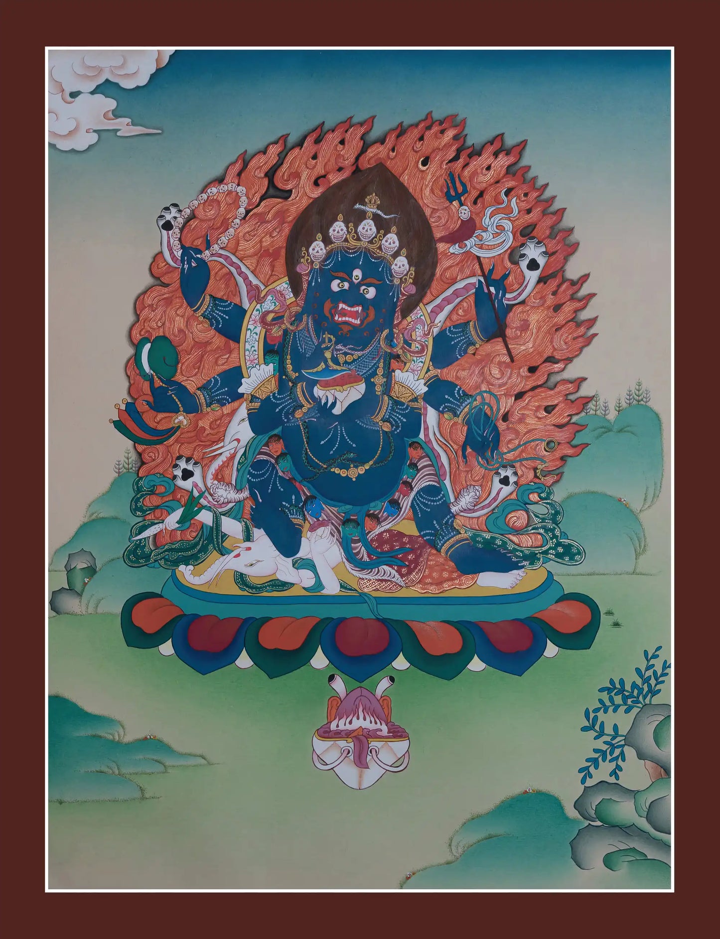Mahakala Thangka (6 Arms) (15" * 20")