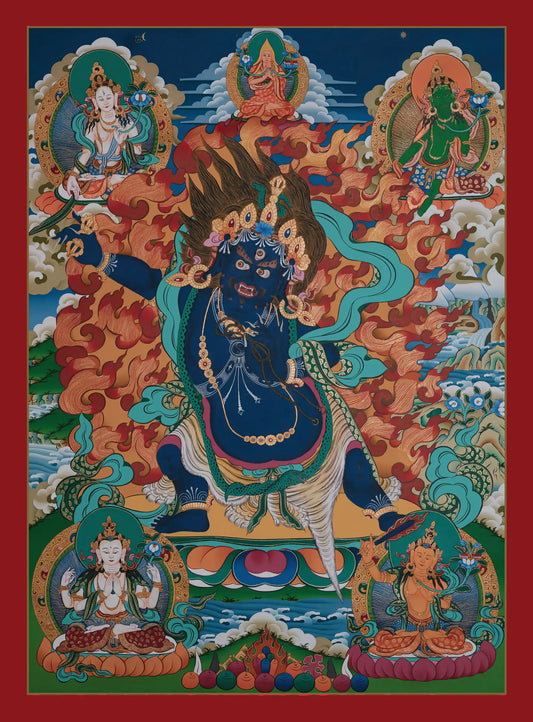 Vajrapani Thangka with More Figures - (20" * 27")
