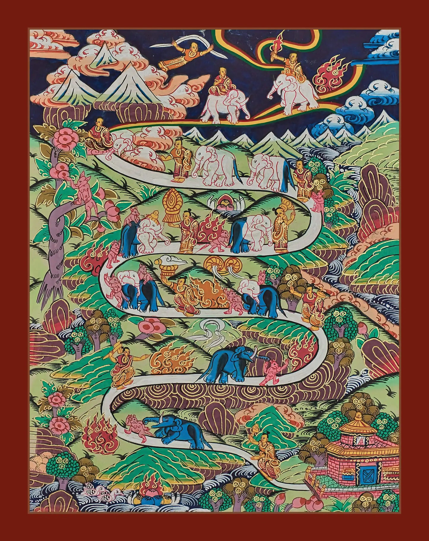 Path to Nirvana Thangka (Colorful)