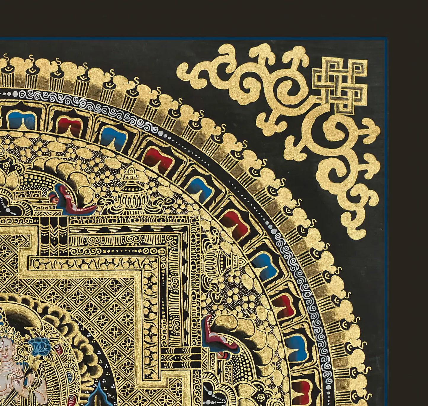 Black and Gold Mandala: White Tara in the Center