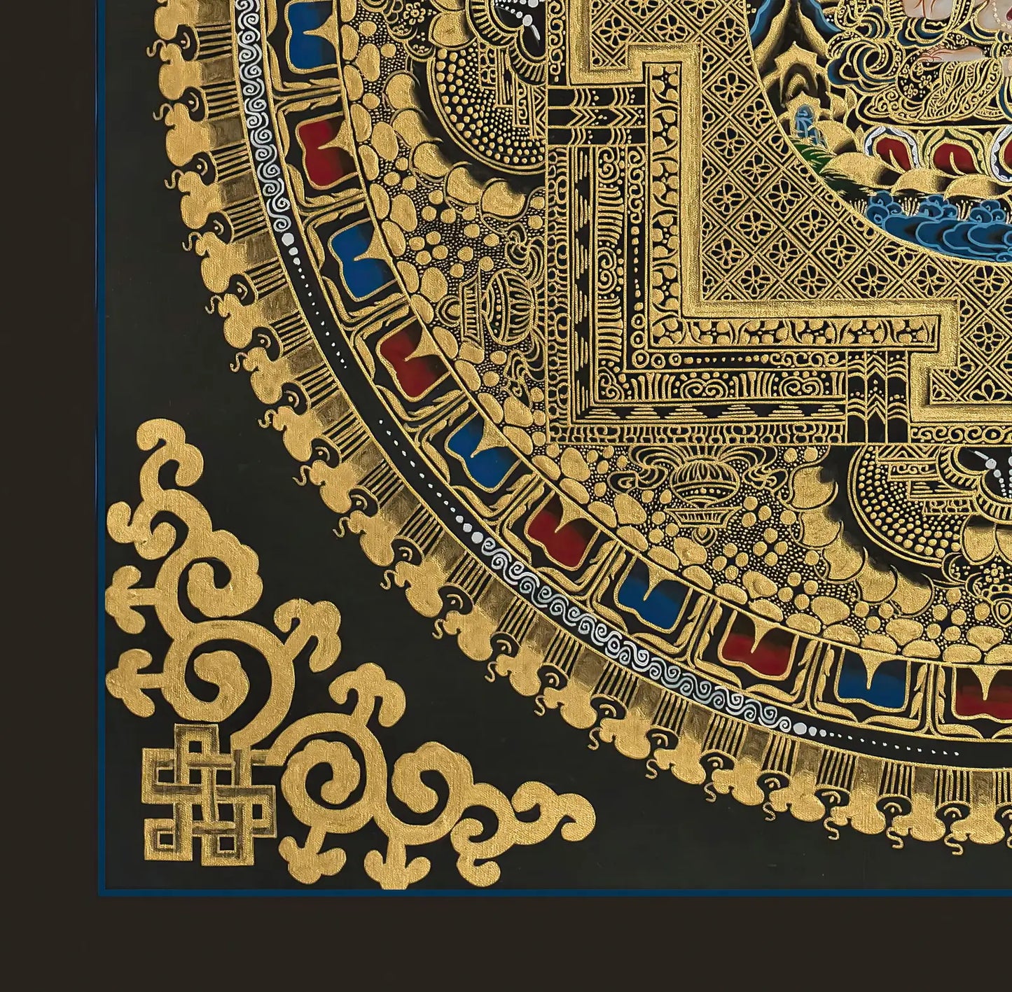Black and Gold Mandala: Chenrezig in the Center