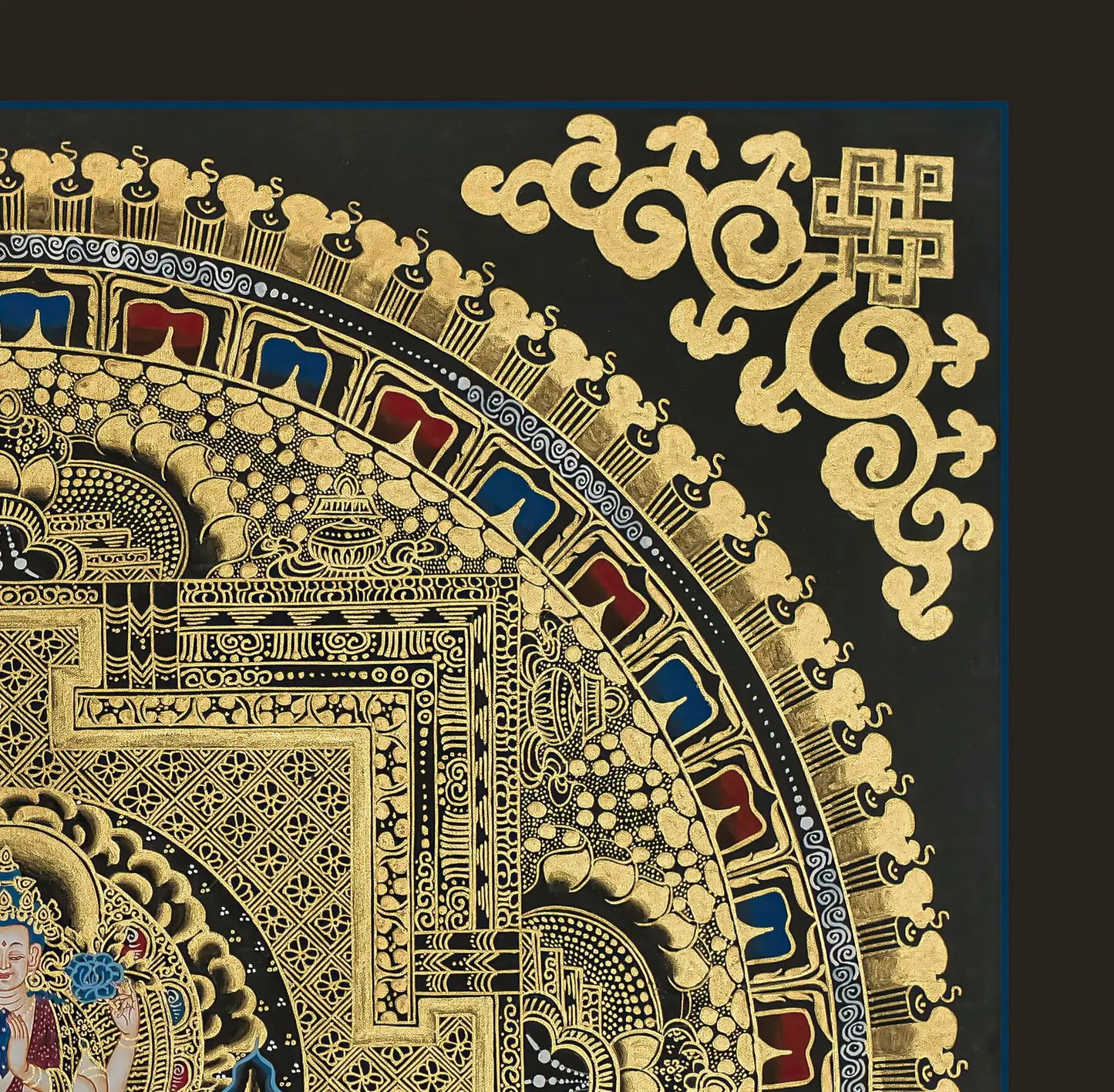 Black and Gold Mandala: Chenrezig in the Center