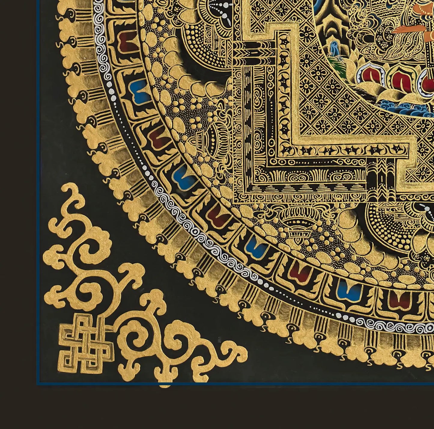 Black and Gold Mandala: Manjushri in the Center
