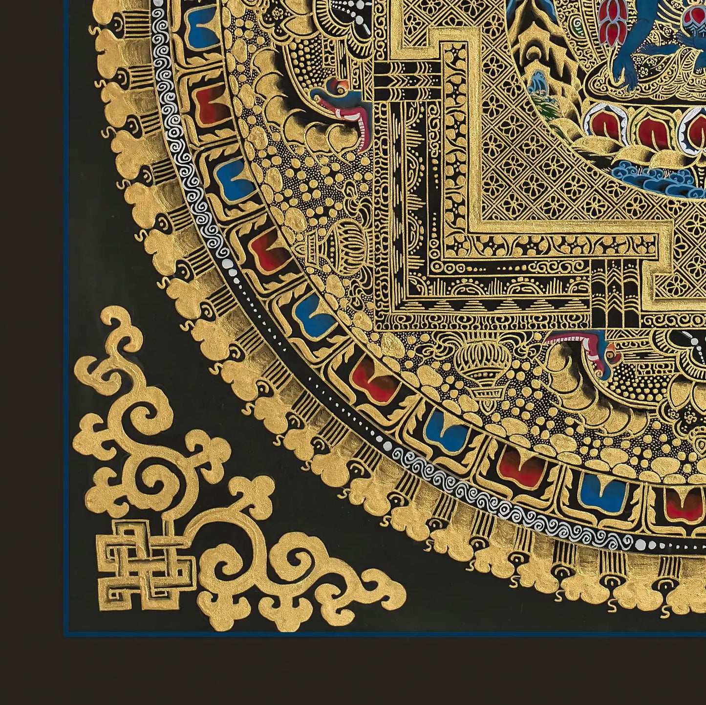 Black and Gold Mandala: Medicine Buddha in the Center