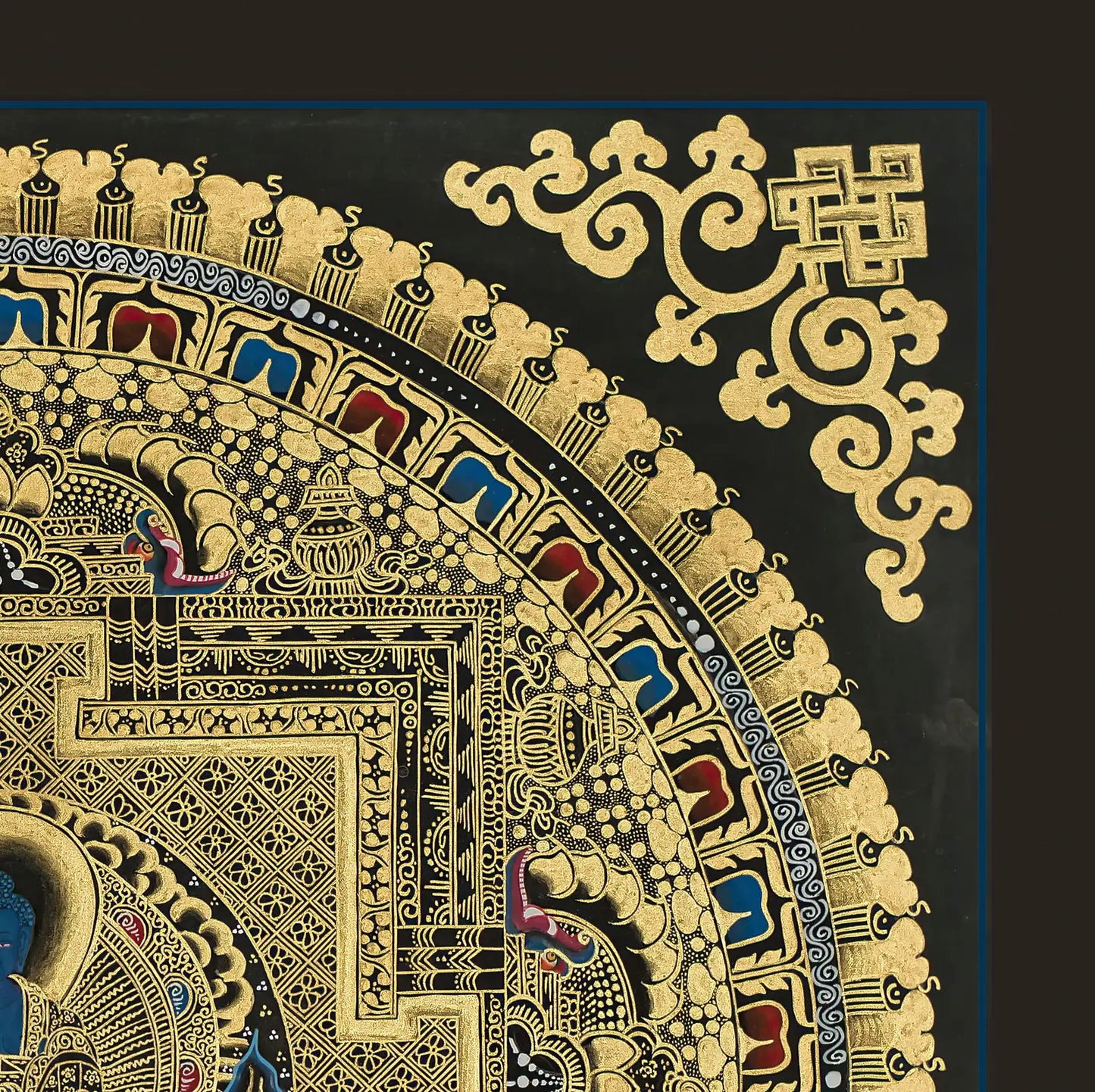 Black and Gold Mandala: Medicine Buddha in the Center