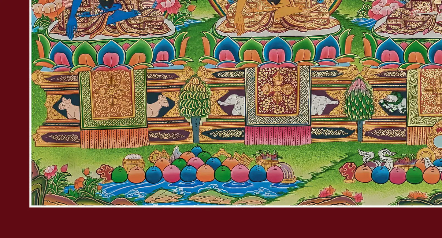 Five Dhyani Buddhas Thangka (landscape)