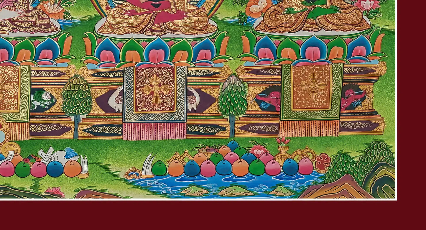 Five Dhyani Buddhas Thangka (landscape)