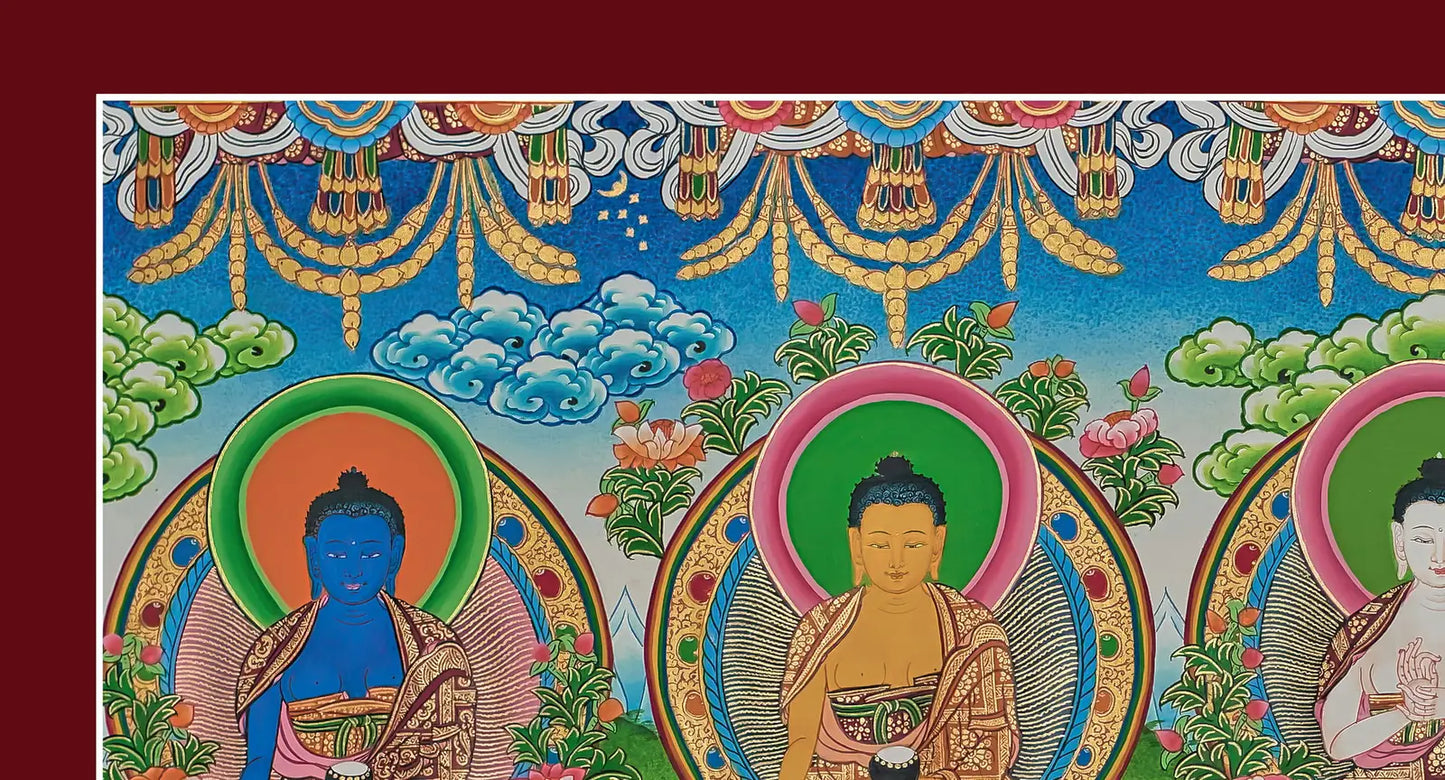 Five Dhyani Buddhas Thangka (landscape)
