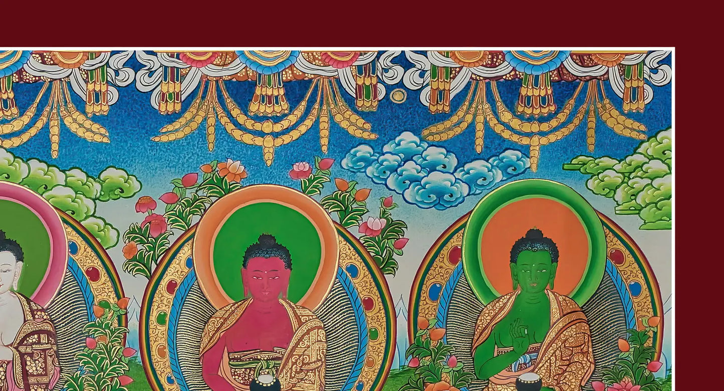 Five Dhyani Buddhas Thangka (landscape)
