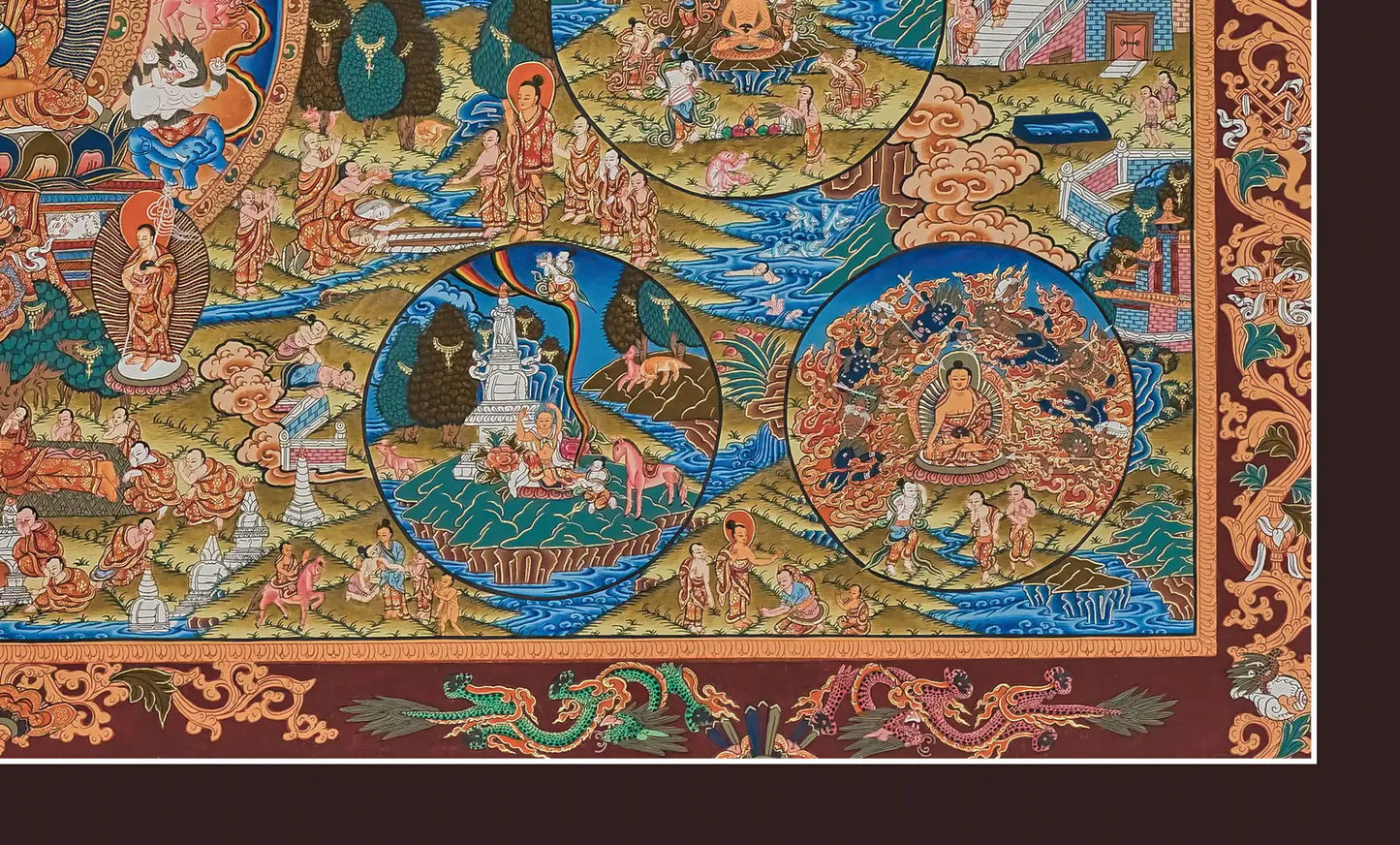 Buddha Life Painting Thanka (landscape)