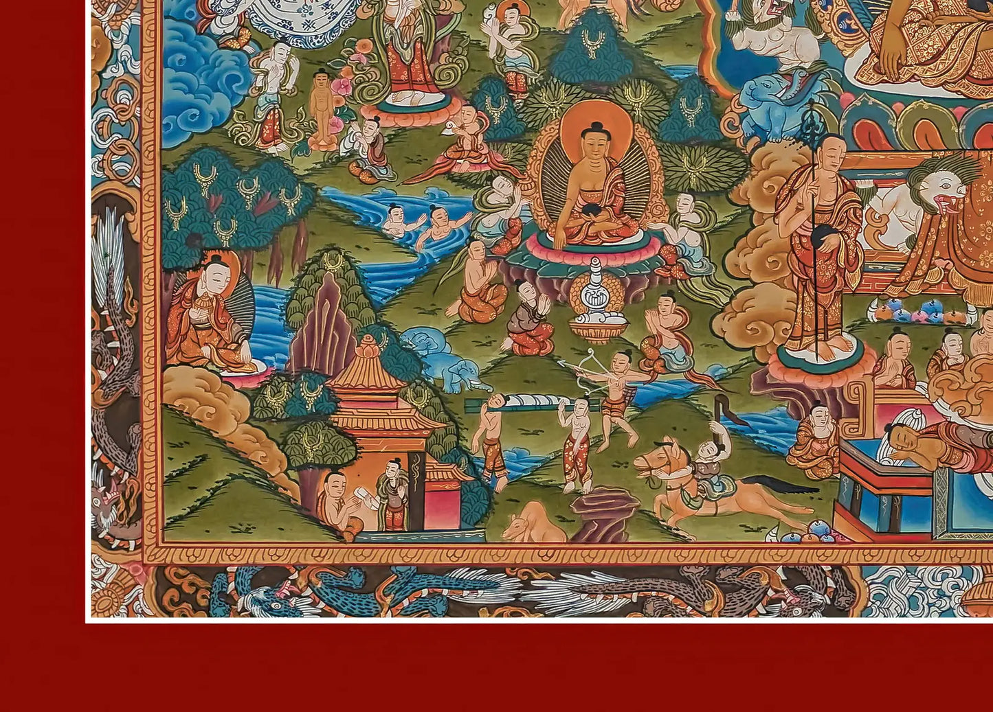 Life of Buddha Thangka in Landscape - (21" * 15")