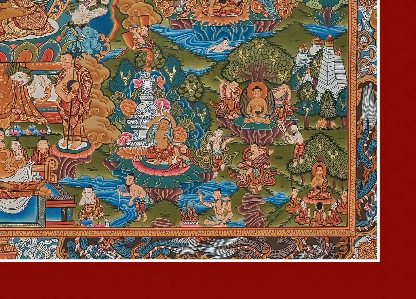 Life of Buddha Thangka in Landscape - (21" * 15")