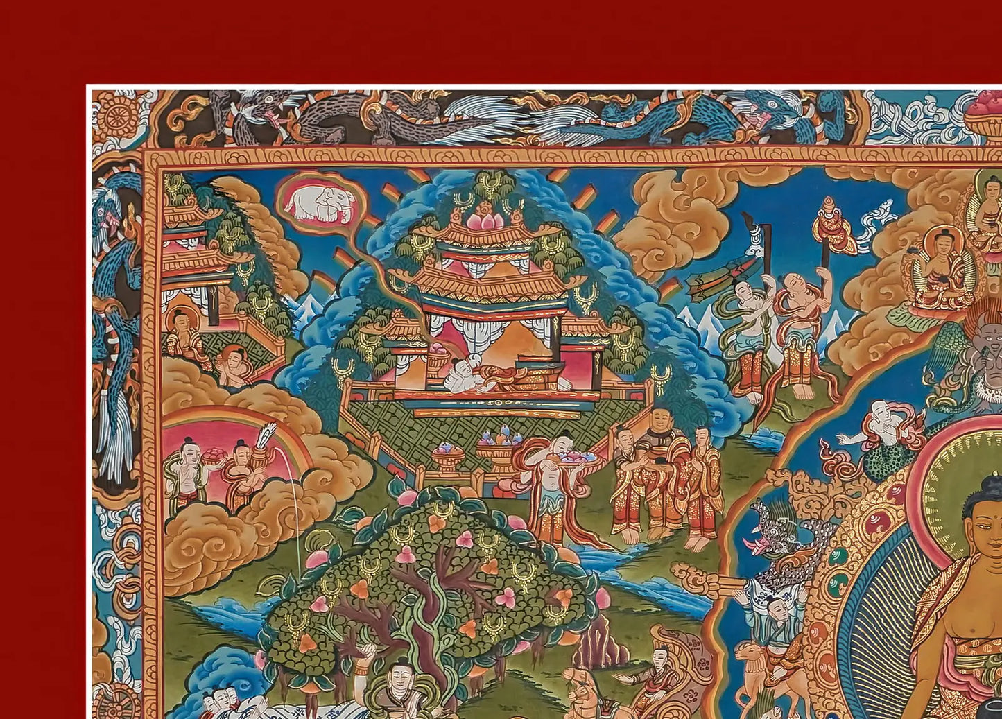 Life of Buddha Thangka in Landscape - (21" * 15")