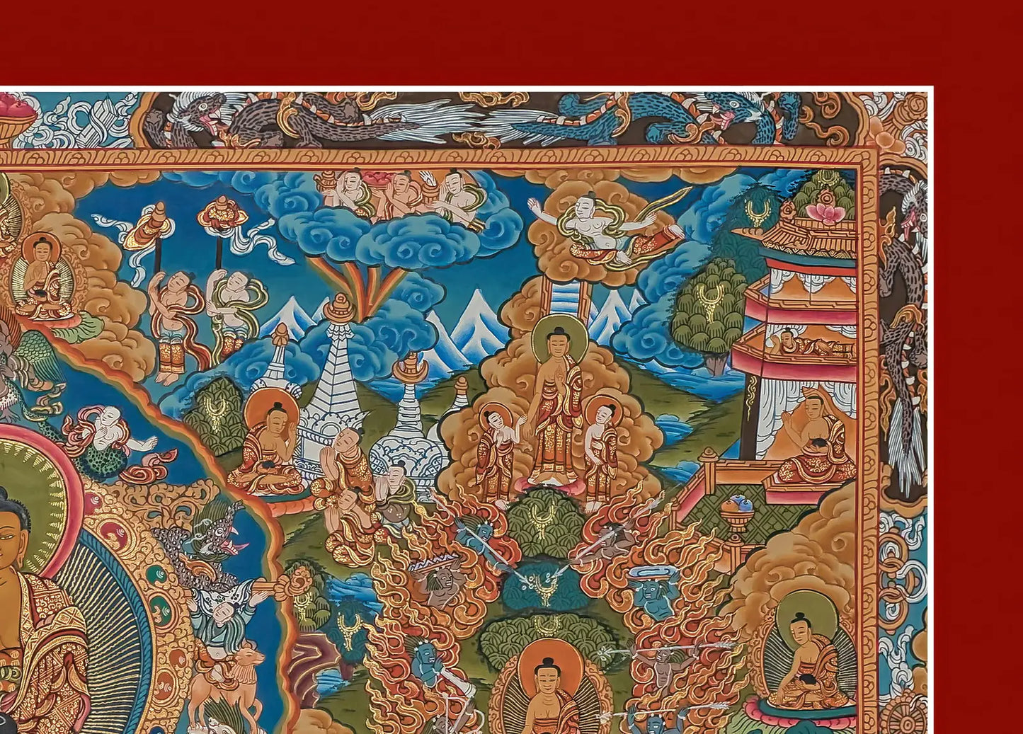 Life of Buddha Thangka in Landscape - (21" * 15")