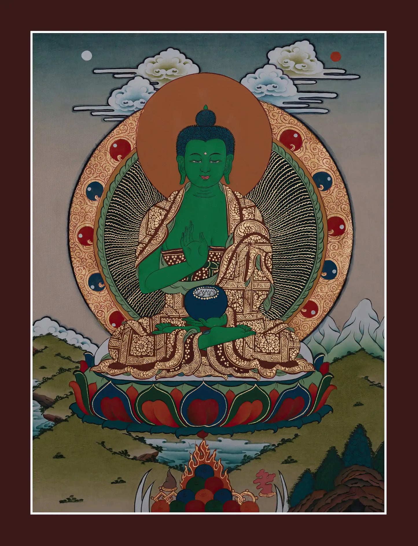 Amoghasiddhi Buddha Thangka Painting