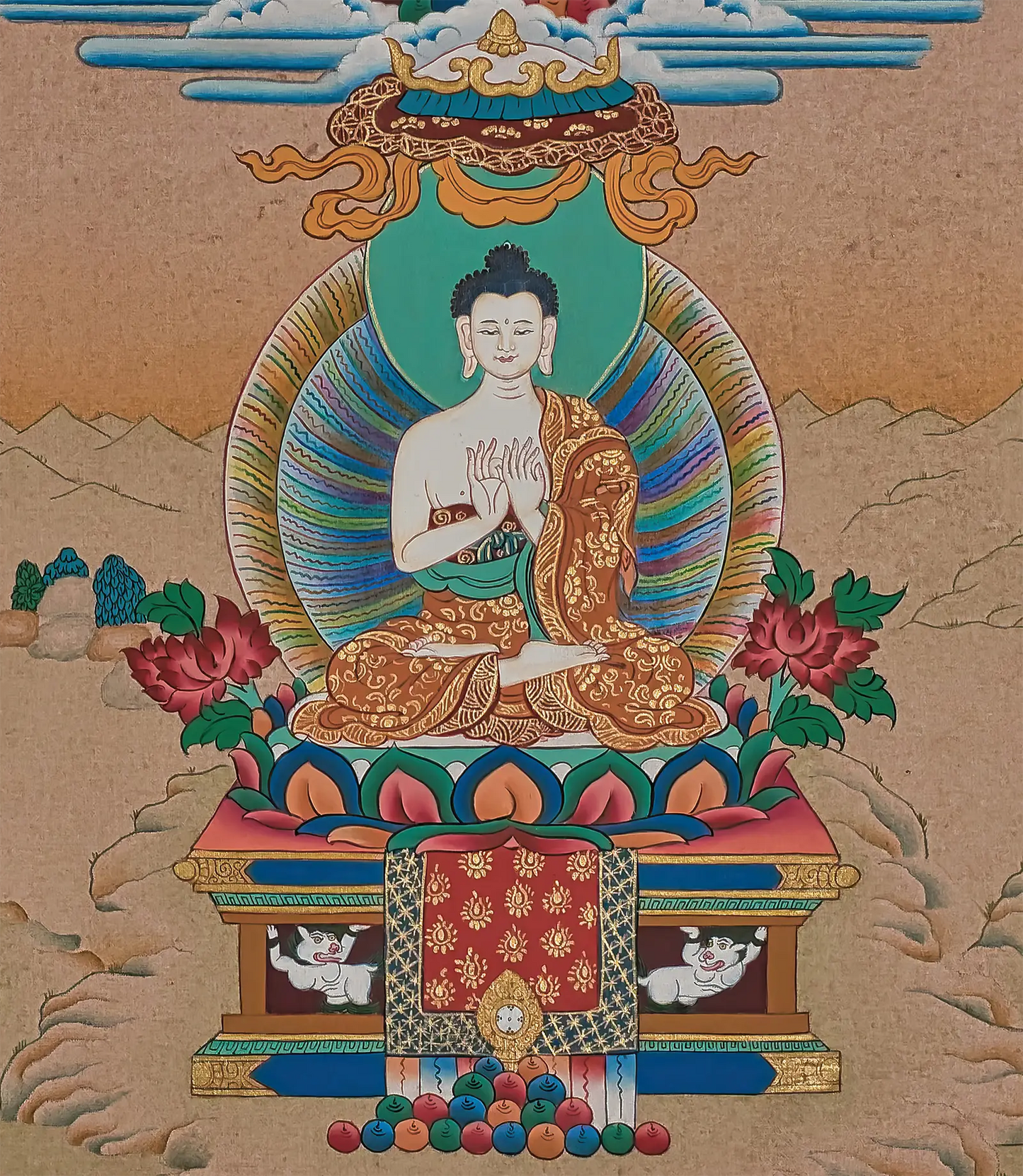 5 Dhyani Buddhas Thangka - (17" * 22")