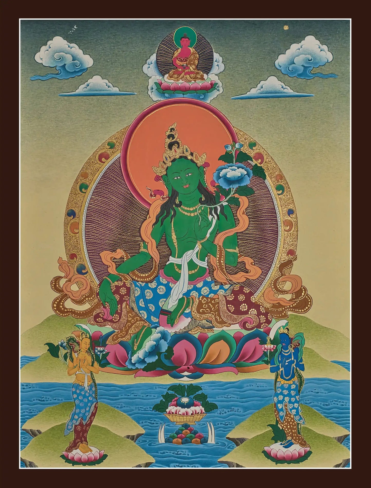 Green Tara Thangka - (17" * 22")