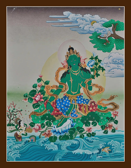 Green Tara Thangka - (17" * 22")