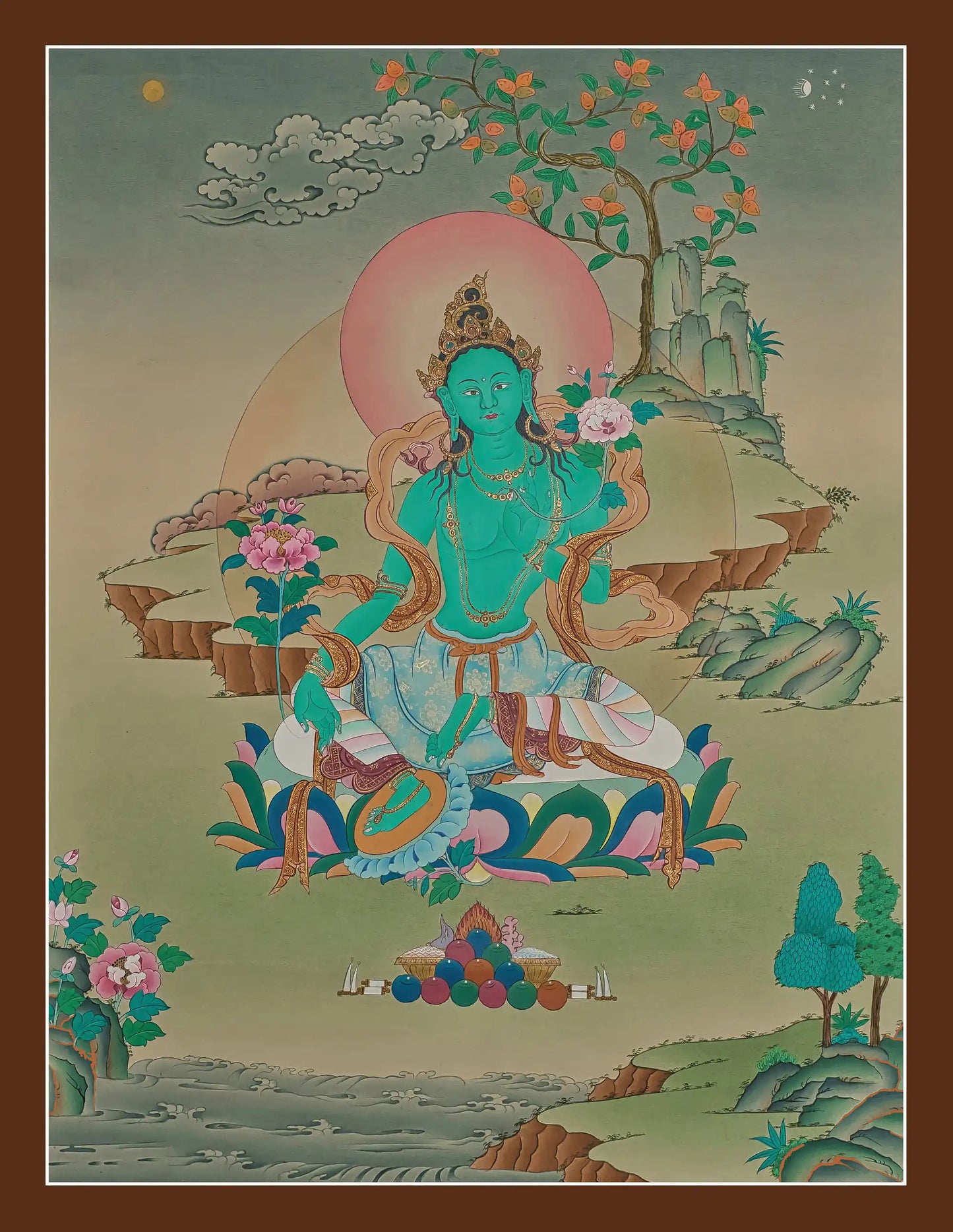 Green Tara Thangka - (18" * 24")