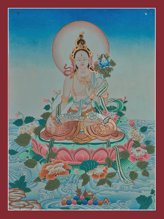 White Tara Thangka - (18" * 24")