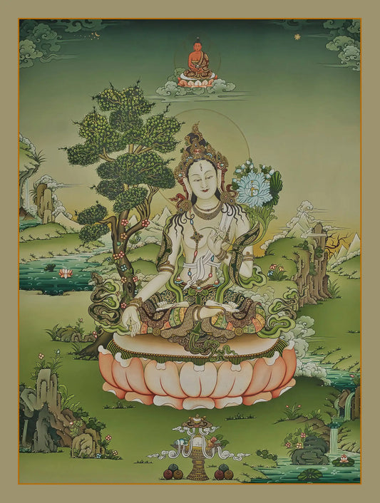 White Tara Thangka - (19" * 25")