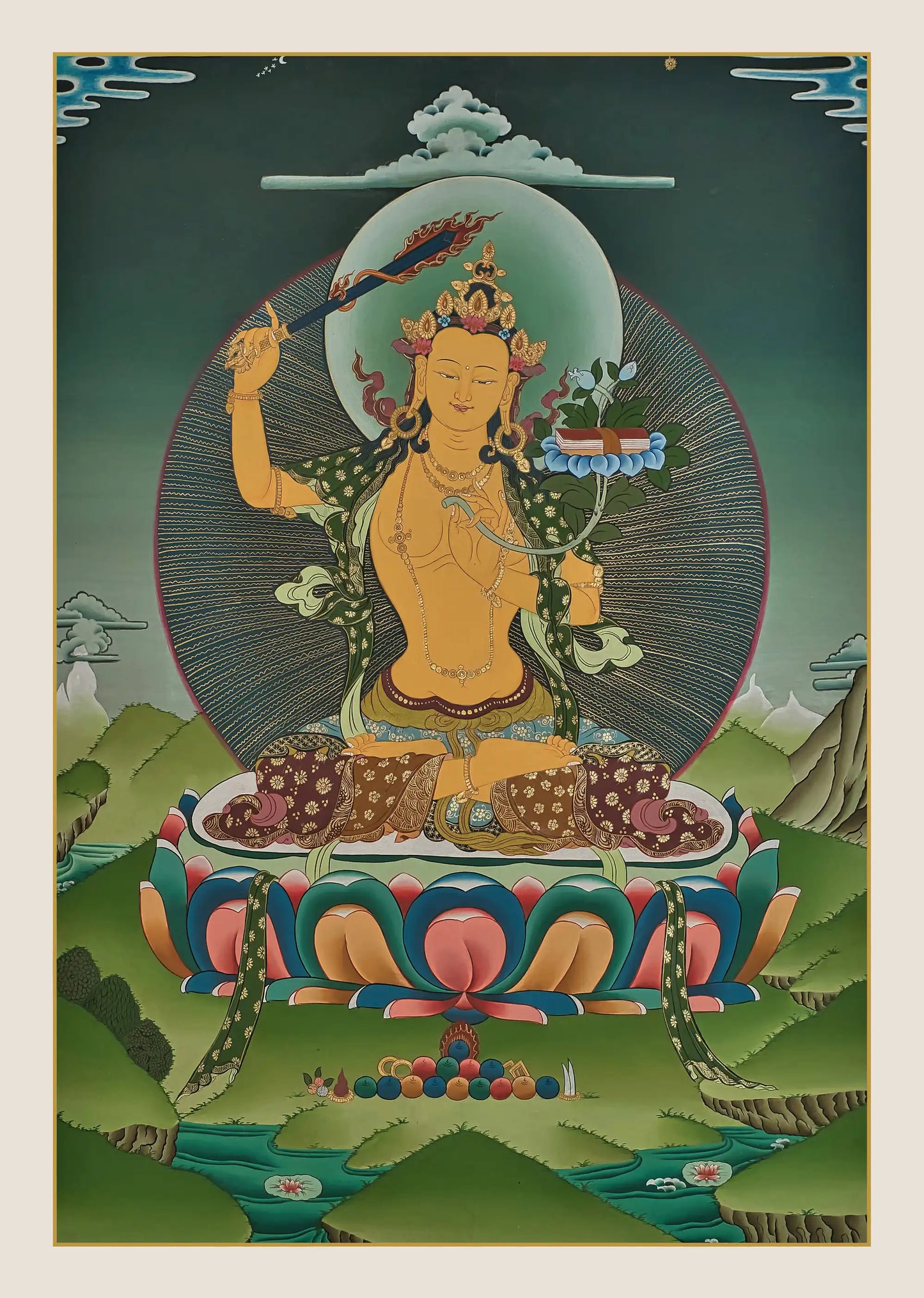 Manjushri Thangka - (18" * 26")