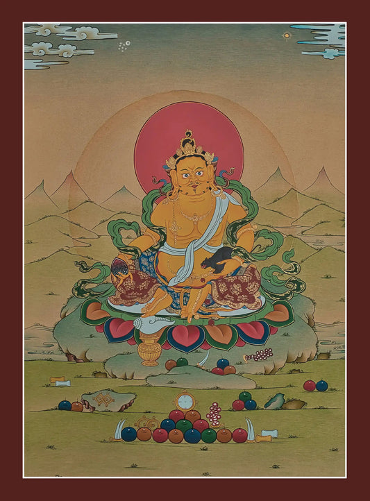 Yellow Jhambhala Thangka - (16" * 22")