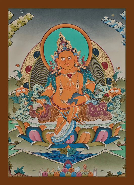 Orange Jambhala Thangka - (18" * 24")