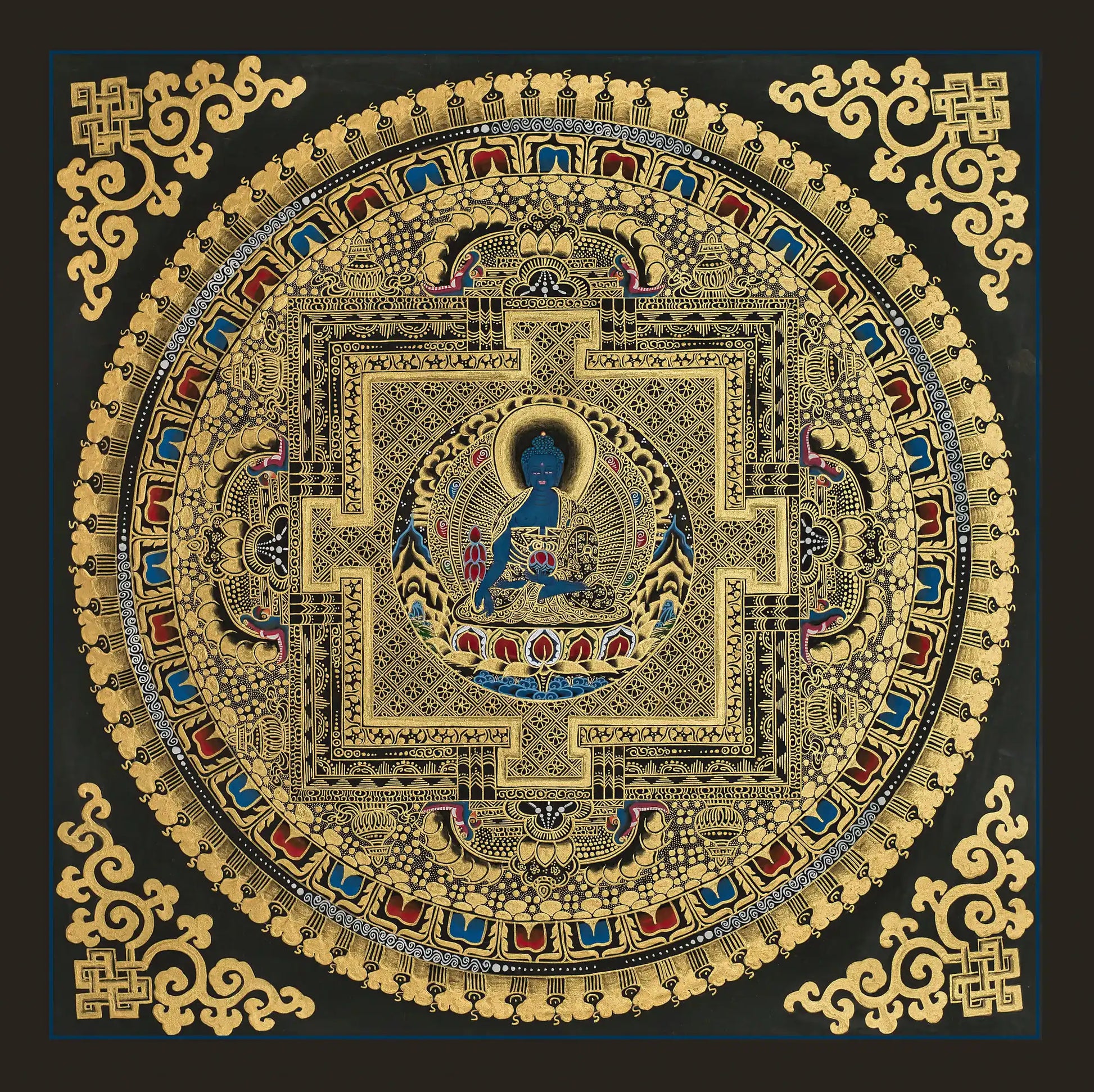 Black and Gold Medicine Buddha Mandala
