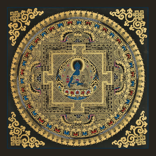 Black and Gold Medicine Buddha Mandala