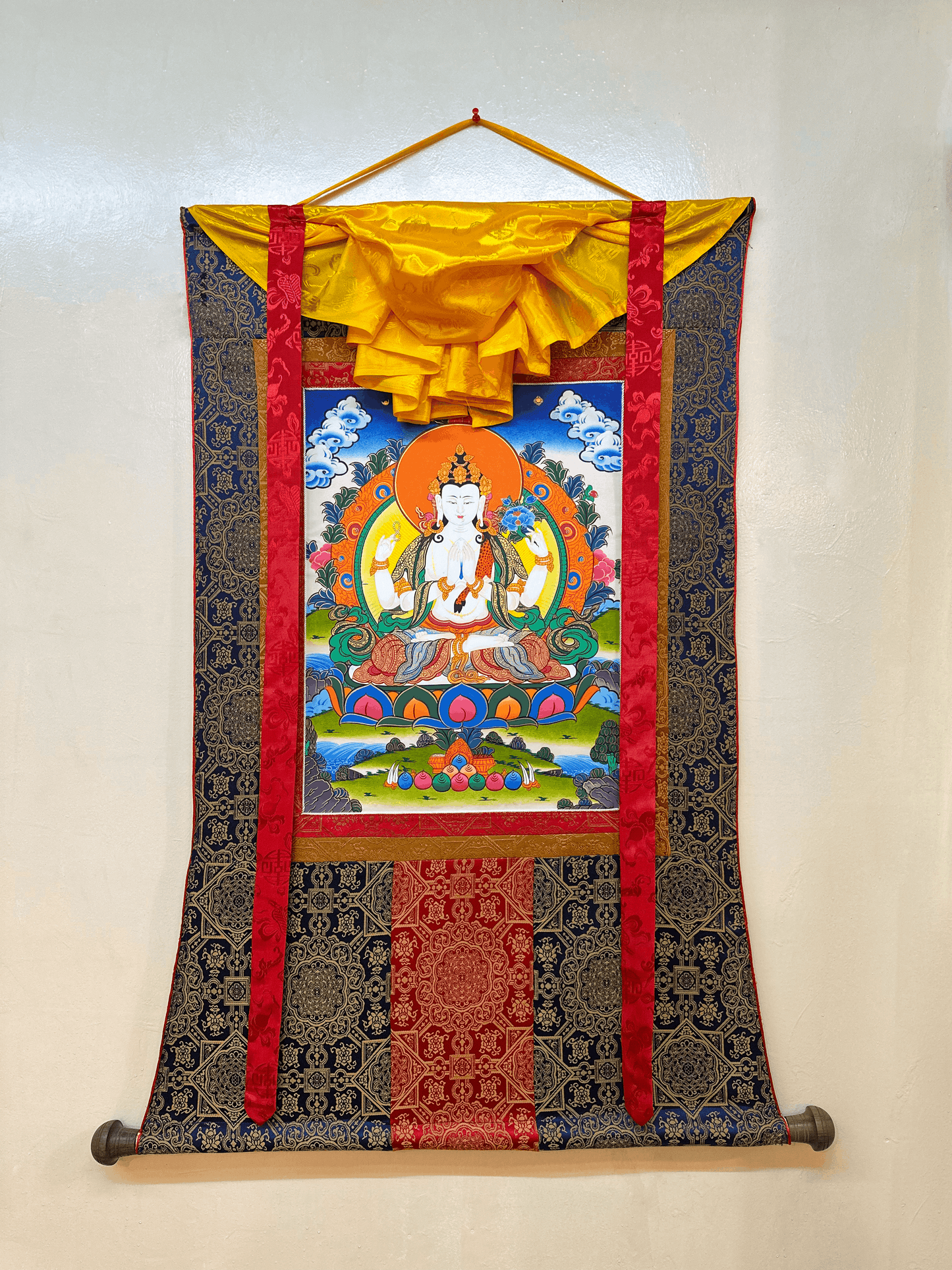Chenrezig Thangka With Brocade