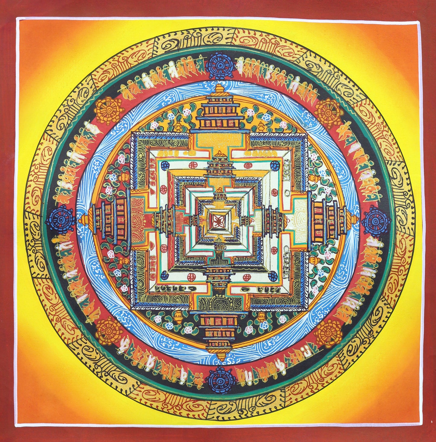 Golden Sunrise Kalachakra Mandala Thangka