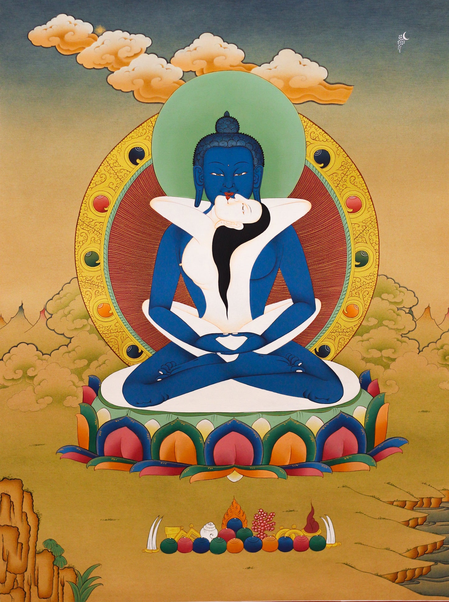 Authentic Hand-Painted Kuntu Zangpo Thangka