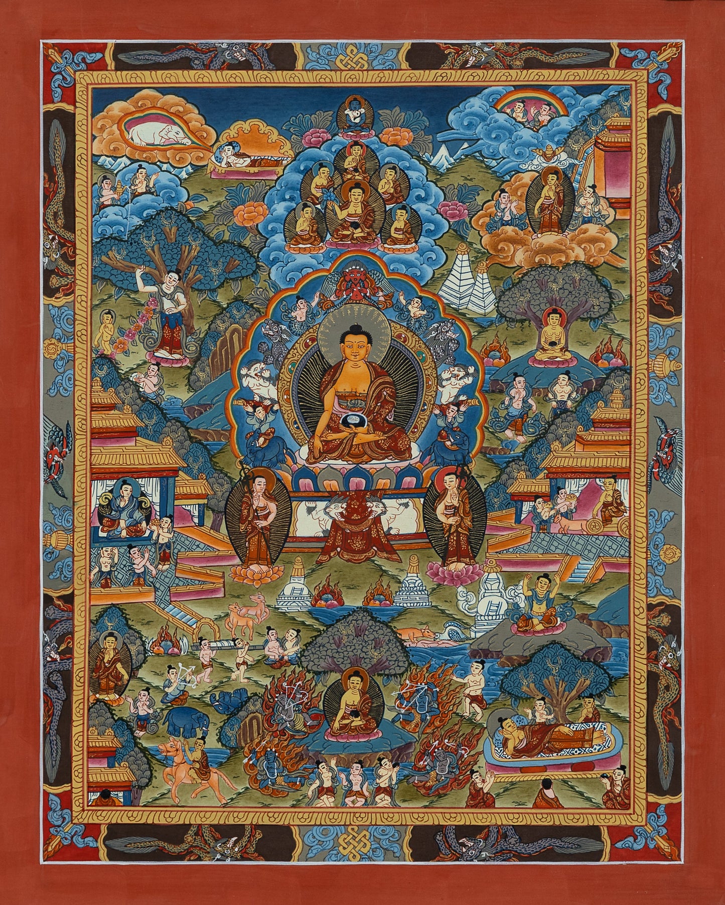 Life of Buddha Thangka