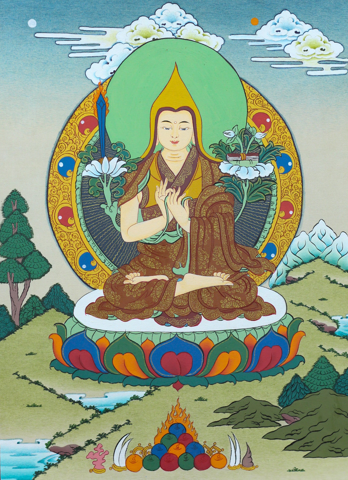 Tsongkhapa Thangka Painting | Hand-Painted Tibetan Art