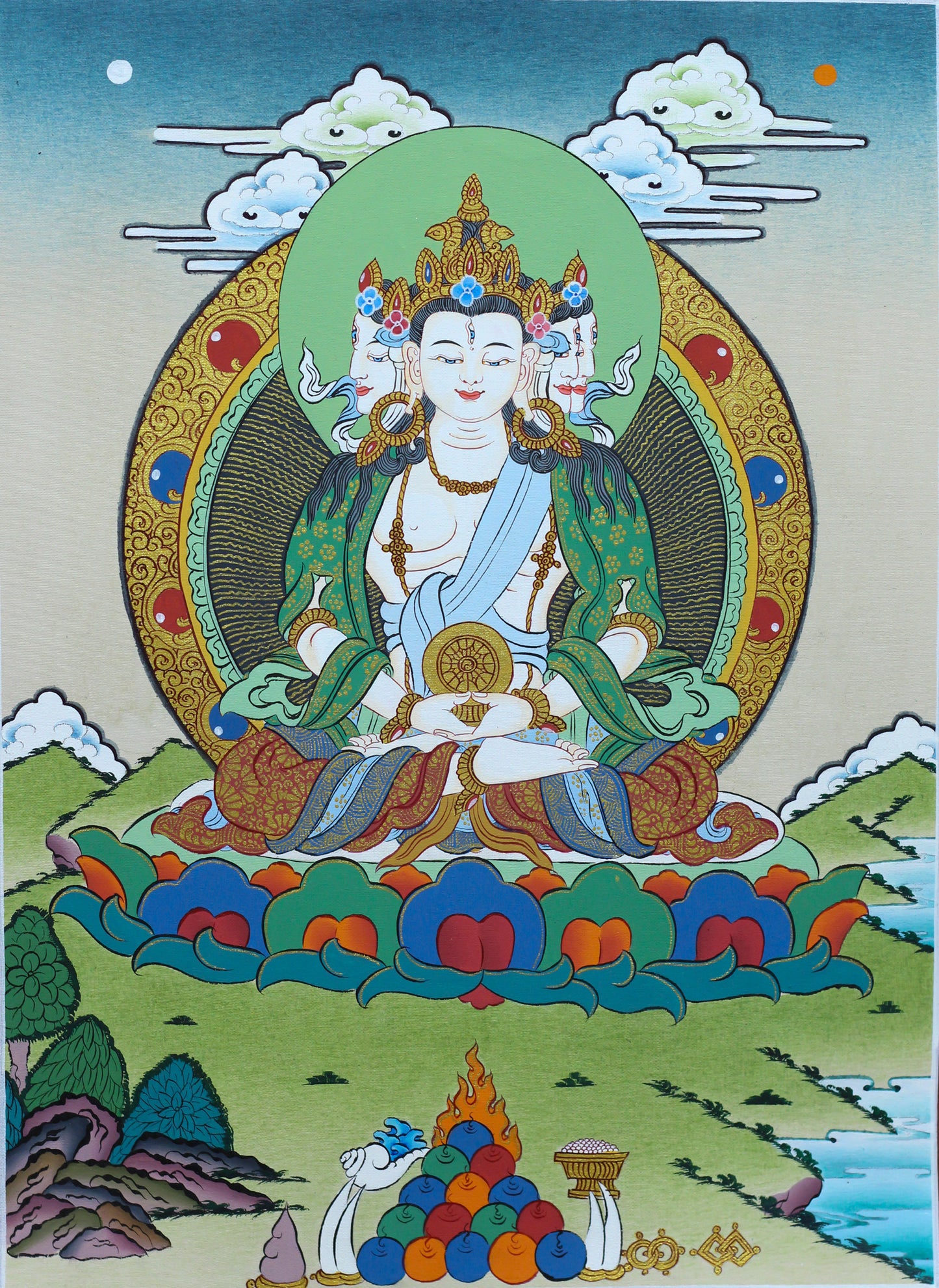 Sarvavid Vairocana Thangka | Authentic Tibetan Buddhist Art