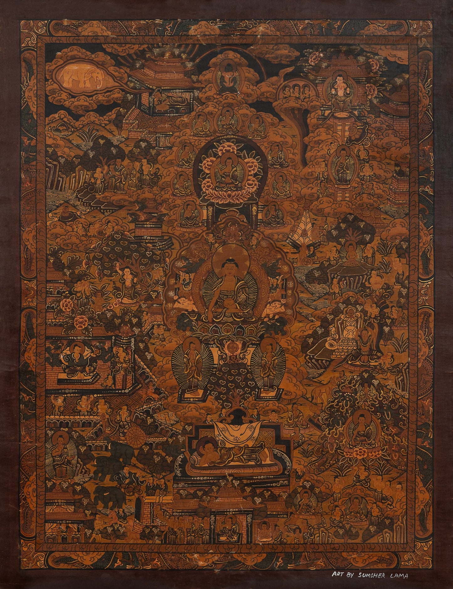Hand Painted Life of Buddha Thangka