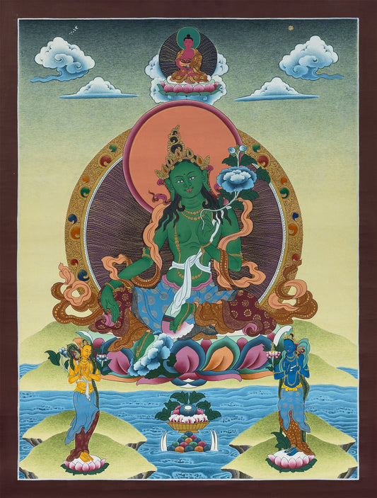 Hand Painted Green Tara Thangka Painting