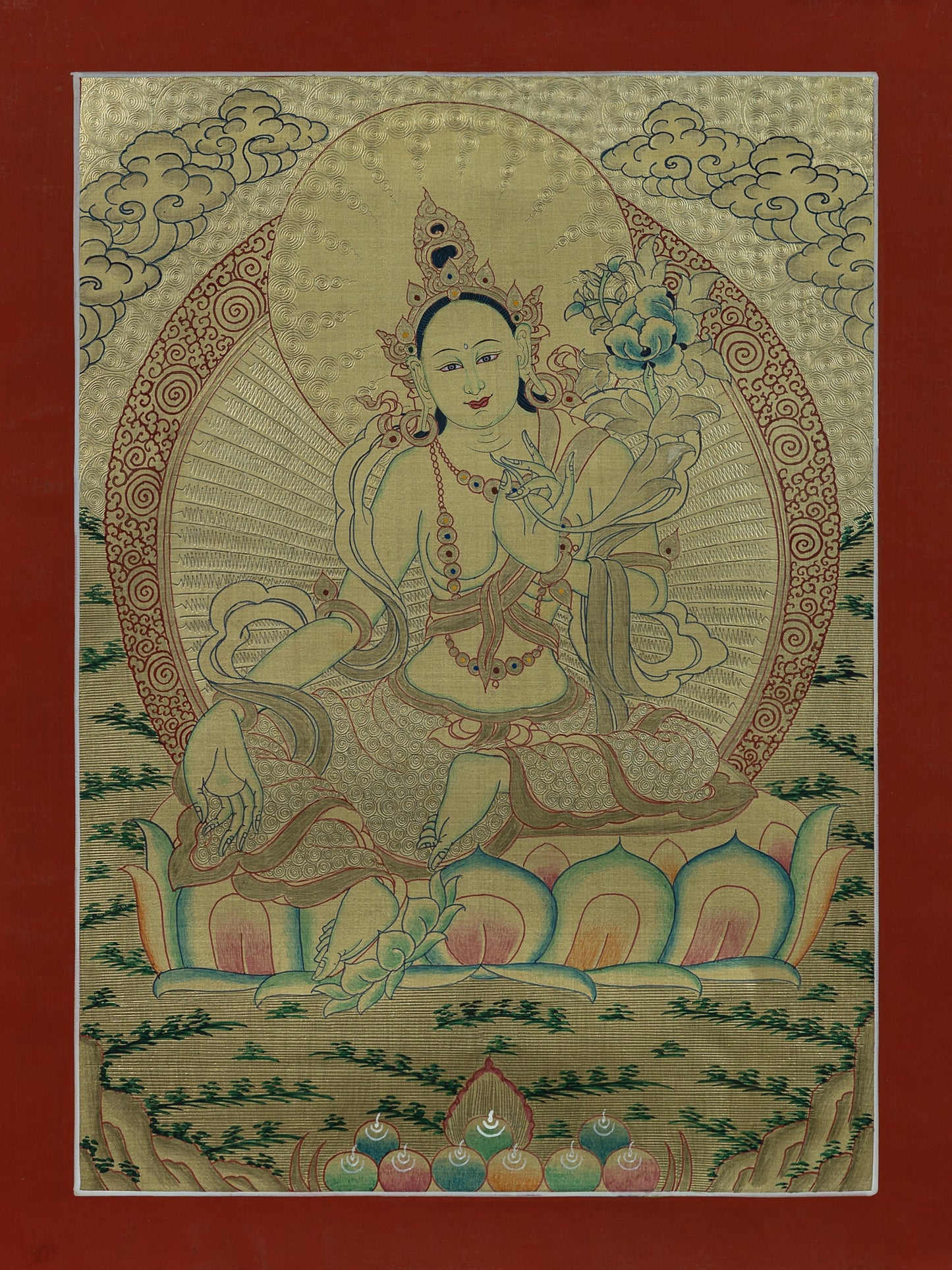 Green Tara Thangka - (11" * 15")