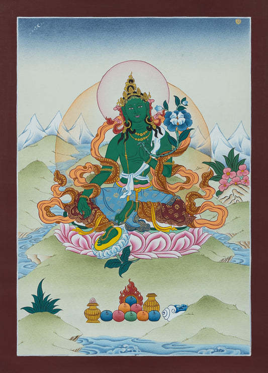 Hand Painted Green Tara Thangka Painting