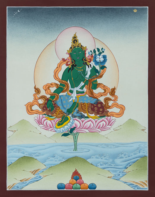 Hand Painted Green Tara Thangka Painting